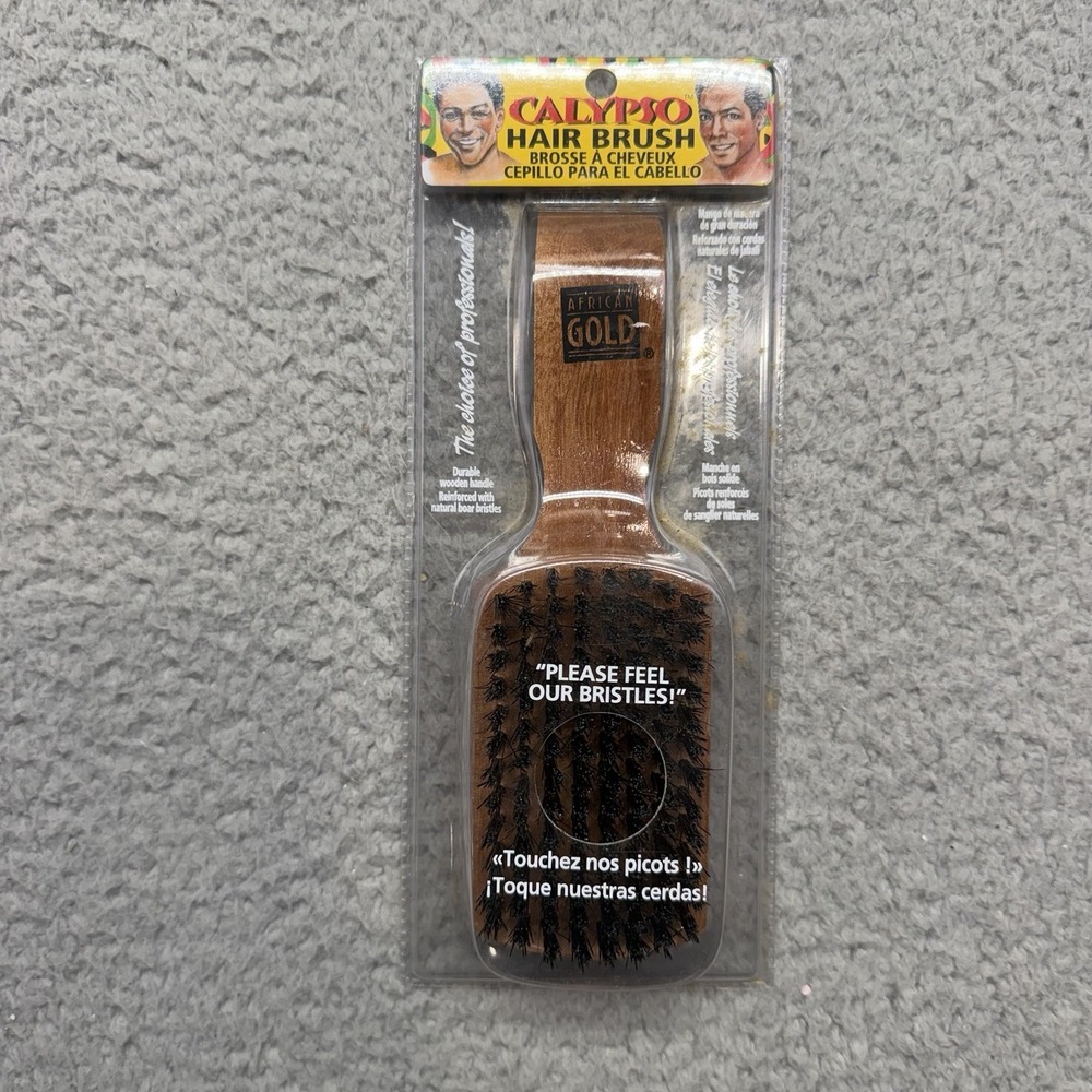 NIP African Gold 100% Boar Bristle Premium Wood Handle Calypso Hair Brush